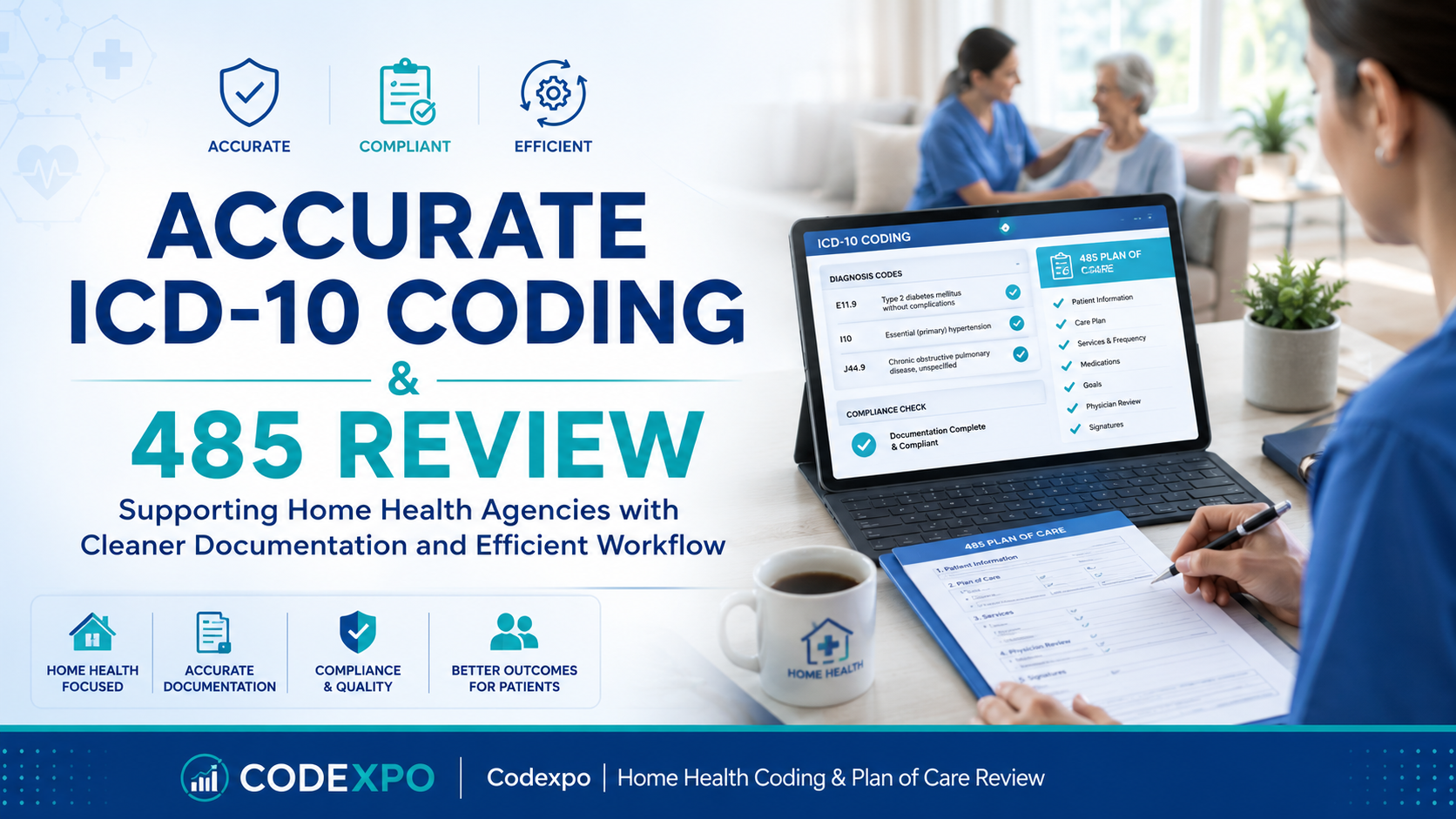 Accurate ICD-10 coding and 485 Plan of Care review support for home health agencies by Codexpo
