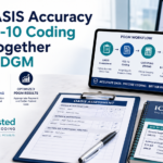 Healthcare workflow graphic showing how accurate OASIS assessment and ICD-10 coding work together under PDGM for home health reimbursement and compliance.